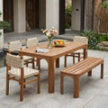 Christopher Knight Home Arman Modern 6 Piece Acacia Patio Dining Set with Wicker and Slatted Design