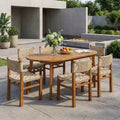 Christopher Knight Home Roya Modern 7 Piece Acacia Patio Dining Set with Wicker and Slatted Design