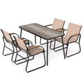 Gymax 5-Piece Patio Dining Set w/ Wood-Look Armrests Durable Metal Frame & DPC Tabletop