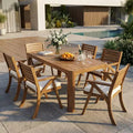 Christopher Knight Home Morgan 7 Piece Patio Rustic Acacia Wood Dining Set With Cushions