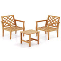Costway 3PCS Patio Dining Set End Table & Chiars Set of 2 w/ Cozy Backrest Solid Legs