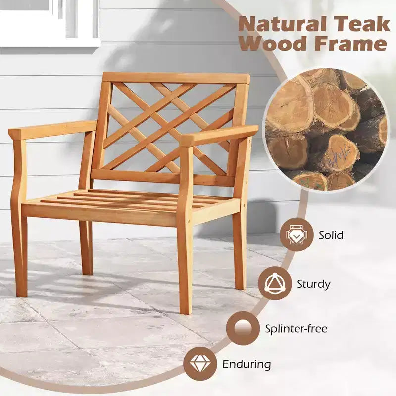 Costway Ensemble table d'appoint et chaises de patio 3 pièces, lot de 2 avec dossier confortable et pieds solides