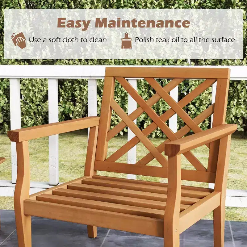 Costway Ensemble table d'appoint et chaises de patio 3 pièces, lot de 2 avec dossier confortable et pieds solides