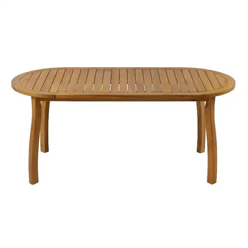 Christopher Knight Home Crunhi Ensemble de salle à manger moderne 7 pièces en acacia pour terrasse avec table à lattes et dossier en osier
