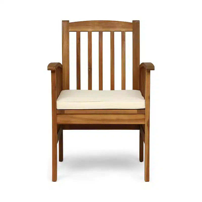 Christopher Knight Home Yeye Ensemble de salle à manger d'extérieur rustique 7 pièces en bois d'acacia avec coussins