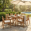 Christopher Knight Home Bryan Modern 7 Piece Patio Acacia Dining Set with Slatted Table and Rope Design