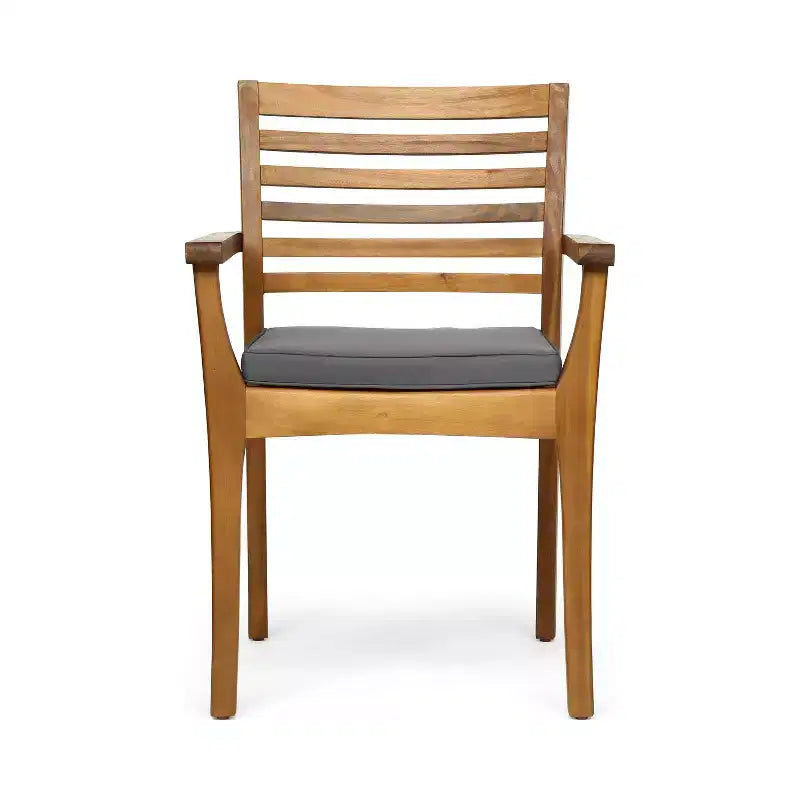 Christopher Knight Home Ensemble de salle à manger d'extérieur rustique irlandais 7 pièces en bois d'acacia avec coussins