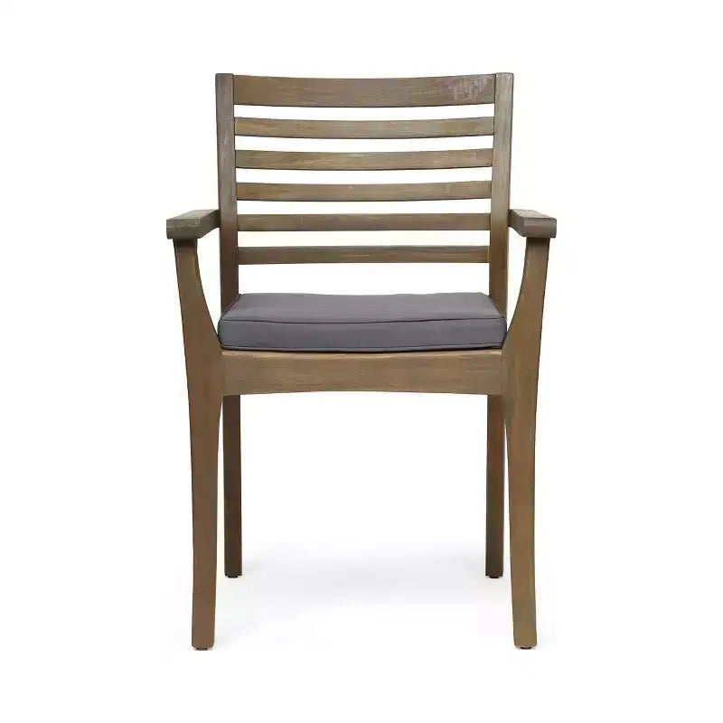 Christopher Knight Home Ensemble de salle à manger d'extérieur rustique irlandais 7 pièces en bois d'acacia avec coussins