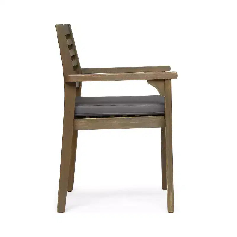 Christopher Knight Home Ensemble de salle à manger d'extérieur rustique irlandais 7 pièces en bois d'acacia avec coussins