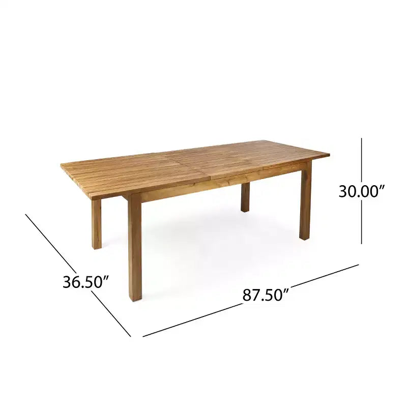 Christopher Knight Home Andiez, ensemble de salle à manger moderne de 7 pièces en acacia, pour terrasse, avec table à lattes extensible et design en corde.