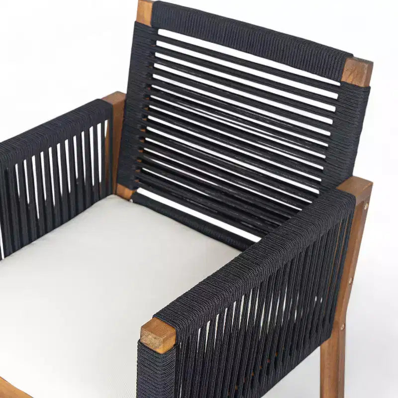 Christopher Knight Home Cristi Ensemble de salle à manger d'extérieur moderne 7 pièces en acacia avec table à lattes, pieds en fer et motif en corde
