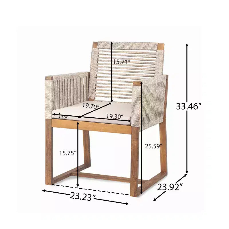 Christopher Knight Home Cristi Ensemble de salle à manger d'extérieur moderne 7 pièces en acacia avec table à lattes, pieds en fer et motif en corde
