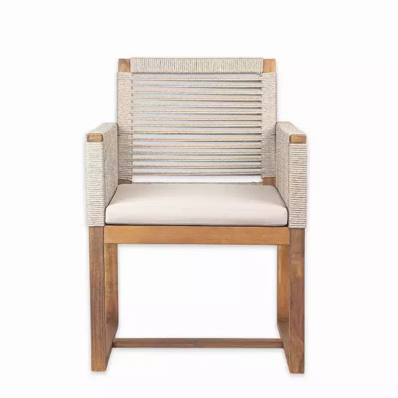 Christopher Knight Home Cristi Ensemble de salle à manger d'extérieur moderne 7 pièces en acacia avec table à lattes, pieds en fer et motif en corde