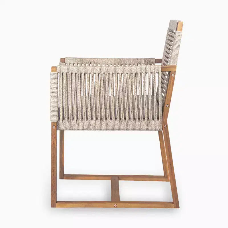 Christopher Knight Home Cristi Ensemble de salle à manger d'extérieur moderne 7 pièces en acacia avec table à lattes, pieds en fer et motif en corde