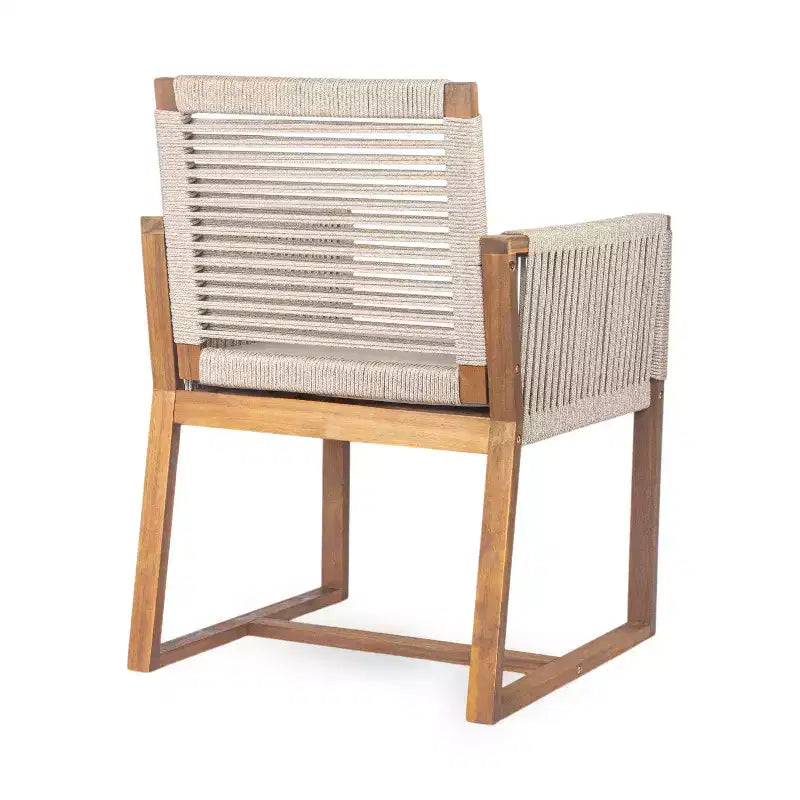 Christopher Knight Home Cristi Ensemble de salle à manger d'extérieur moderne 7 pièces en acacia avec table à lattes, pieds en fer et motif en corde