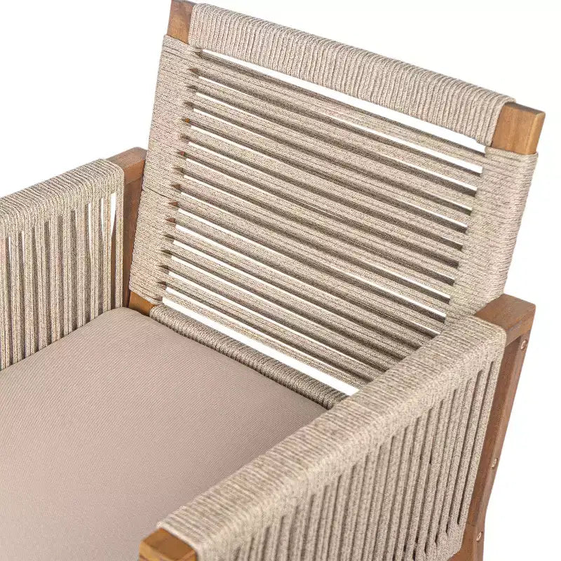 Christopher Knight Home Cristi Ensemble de salle à manger d'extérieur moderne 7 pièces en acacia avec table à lattes, pieds en fer et motif en corde