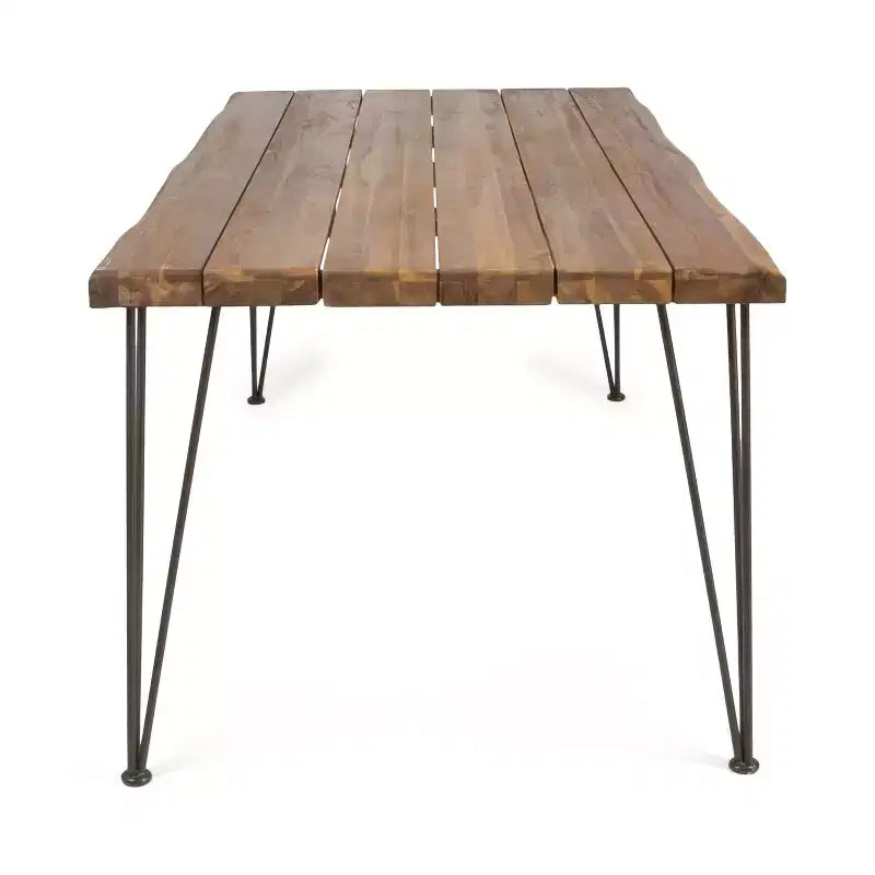 Christopher Knight Home Cristi Ensemble de salle à manger d'extérieur moderne 7 pièces en acacia avec table à lattes, pieds en fer et motif en corde