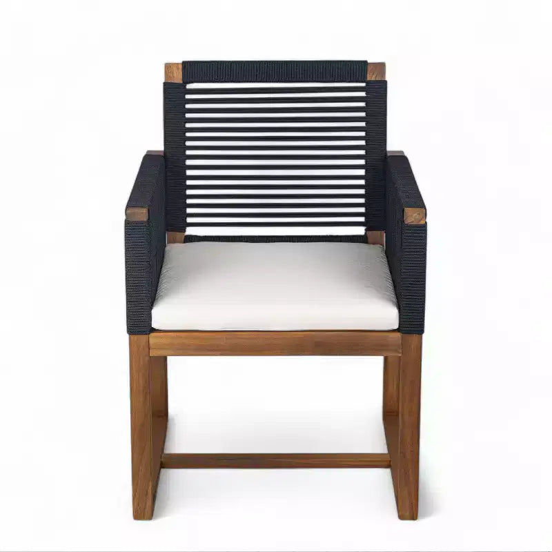 Christopher Knight Home Cristi Ensemble de salle à manger d'extérieur moderne 7 pièces en acacia avec table à lattes, pieds en fer et motif en corde