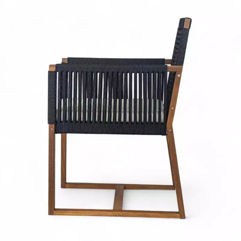 Christopher Knight Home Cristi Ensemble de salle à manger d'extérieur moderne 7 pièces en acacia avec table à lattes, pieds en fer et motif en corde