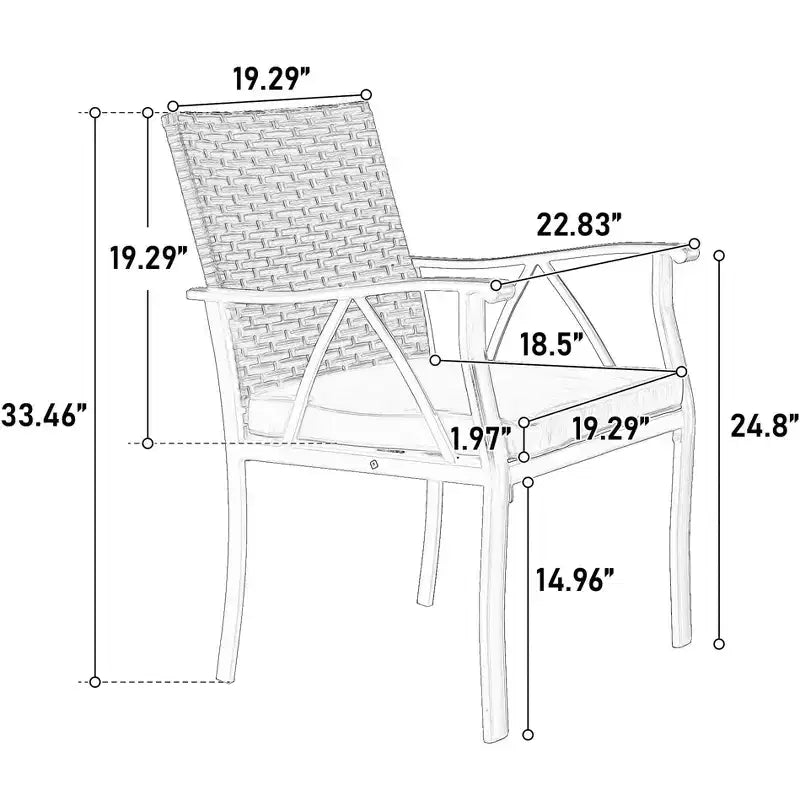 Ensemble de salle à manger d'extérieur 7 pièces en osier avec chaises pivotantes à bascule et coussins amovibles pour jardin