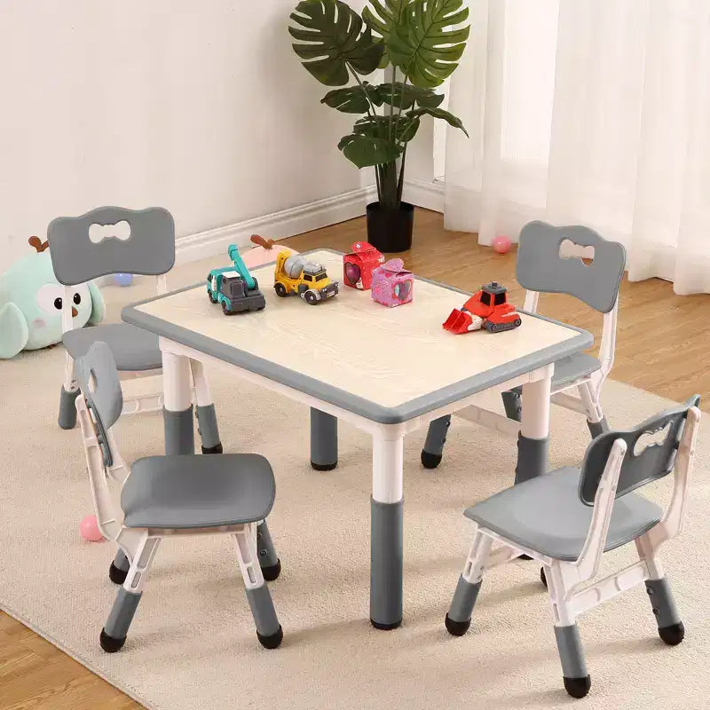 Ensemble Table et Chaises Garvee pour Enfants (4 chaises), Hauteur Réglable, Table d'Activités Antidérapante pour Tout-Petits, Tables d'Apprentissage Montessori et de Dessin,