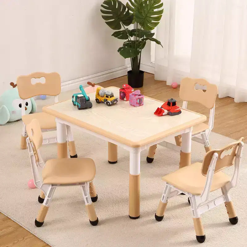 Ensemble Table et Chaises Garvee pour Enfants (4 chaises), Hauteur Réglable, Table d'Activités Antidérapante pour Tout-Petits, Tables d'Apprentissage Montessori et de Dessin,