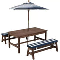 Gymax Kids Picnic Table Outdoor Wooden Table & Bench Set w/ Removable Umbrella
