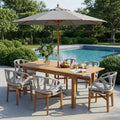 Christopher Knight Home Kenedy 7 Piece Boho Outdoor Acacia Wood Wicker Dining Set with Expandable Slatted Table