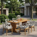 Christopher Knight Home Hendry 7 Piece Boho Outdoor Acacia Wood Wicker Dining Set with Slatted Table