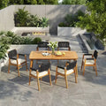 ModernLuxe Outdoor Dining Sets, Acacia Wood 7pcs Patio Conversation Chat Set with Rope-Woven Armchairs