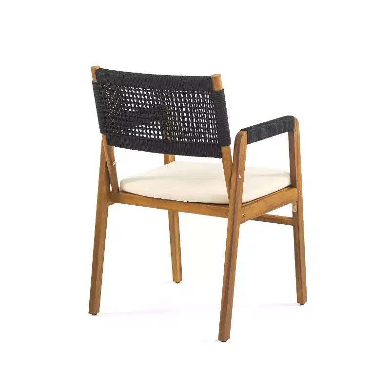 ModernLuxe Ensembles de repas d'extérieur, salon de jardin 7 pièces en bois d'acacia avec fauteuils tressés en corde
