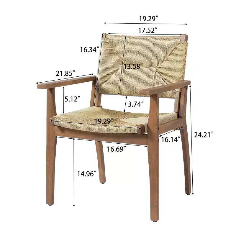 Ensemble de salle à manger d'extérieur 5 pièces avec table ronde en bois d'acacia et 4 fauteuils tressés, mobilier de jardin moderne pour terrasse, patio - Panipeachy