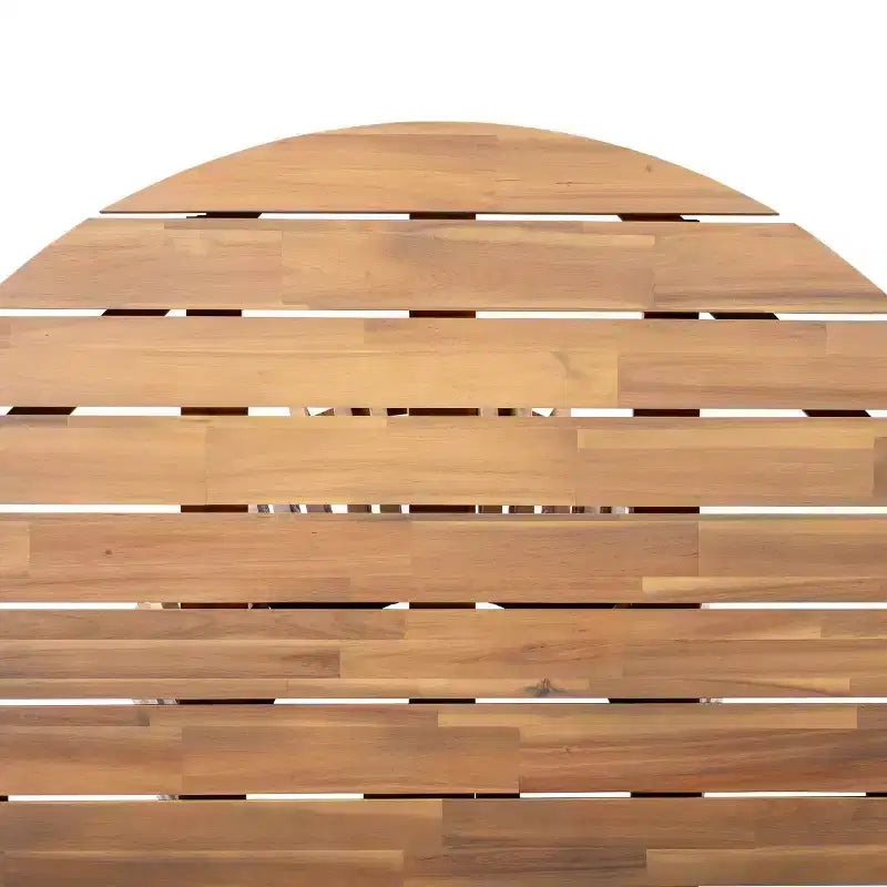 Ensemble repas d'extérieur piédestal rond 5 pièces, table en bois d'acacia avec plateau à lattes et 4 chaises à dossier tressé avec coussins pour Patio-Panipeachy