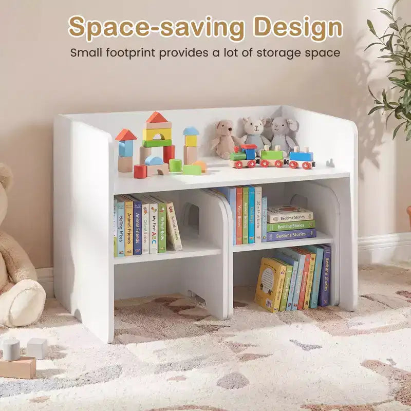 Costway Ensemble Table et 2 Chaises Enfants 3 Pièces, Table Enfant Gain de Place et 2 Chaises, Blanc/Gris/Naturel/Gris + Beige