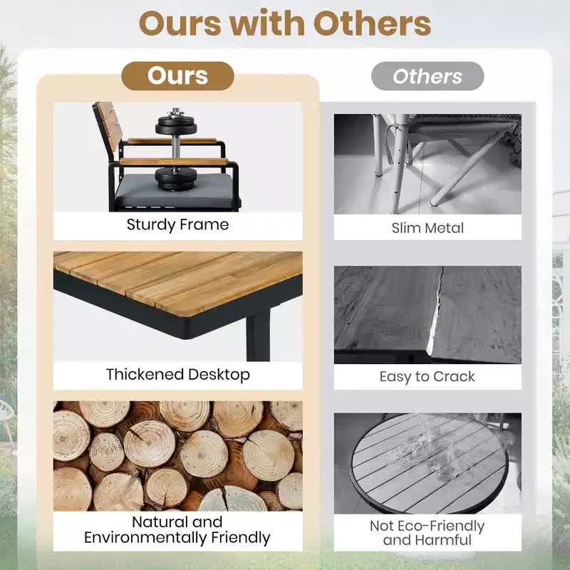 ModernLuxe Ensemble repas d'extérieur 6 pièces pour 6-7 personnes, Ensemble mobilier de jardin Table et chaises de salle à manger avec coussins et cadre résistant aux intempéries