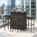 GDFStudio Jana Modern 5 Piece Metal and PE Rattan Outdoor Bar Set with Tempered Glass Tabletop