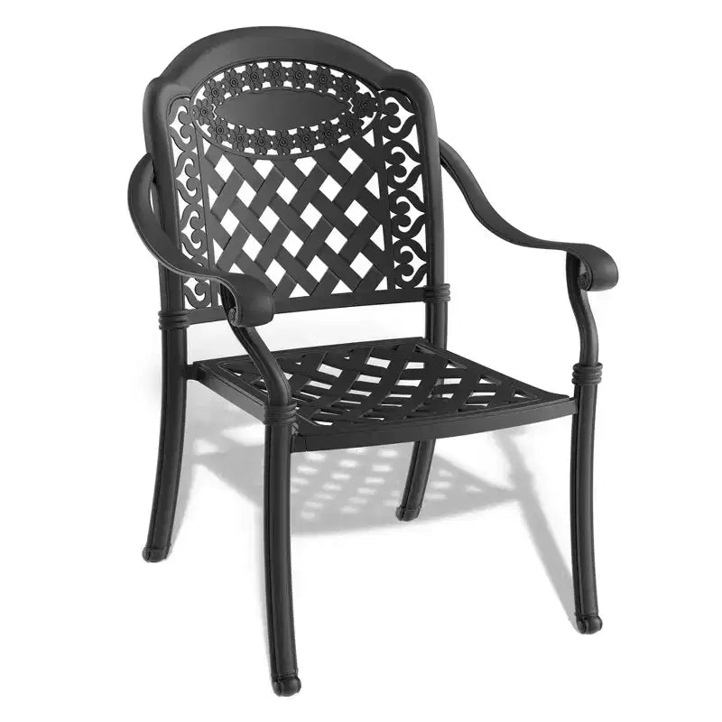Ensemble de salle à manger d'extérieur 7 pièces en aluminium coulé, table rectangulaire avec coussins