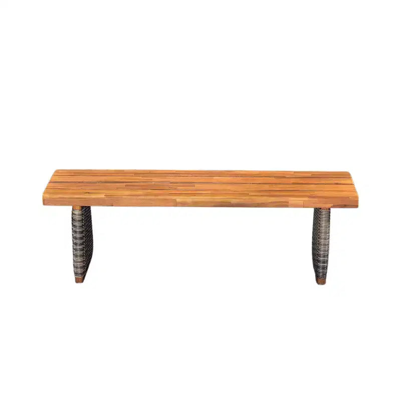 Christopher Knight Home Clara Ensemble de repas d'extérieur 3 pièces en acacia rustique avec bancs en rotin