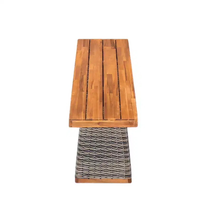 Christopher Knight Home Clara Ensemble de repas d'extérieur 3 pièces en acacia rustique avec bancs en rotin