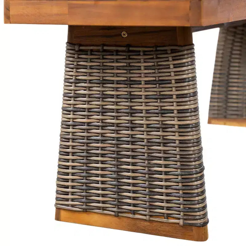 Christopher Knight Home Clara Ensemble de repas d'extérieur 3 pièces en acacia rustique avec bancs en rotin