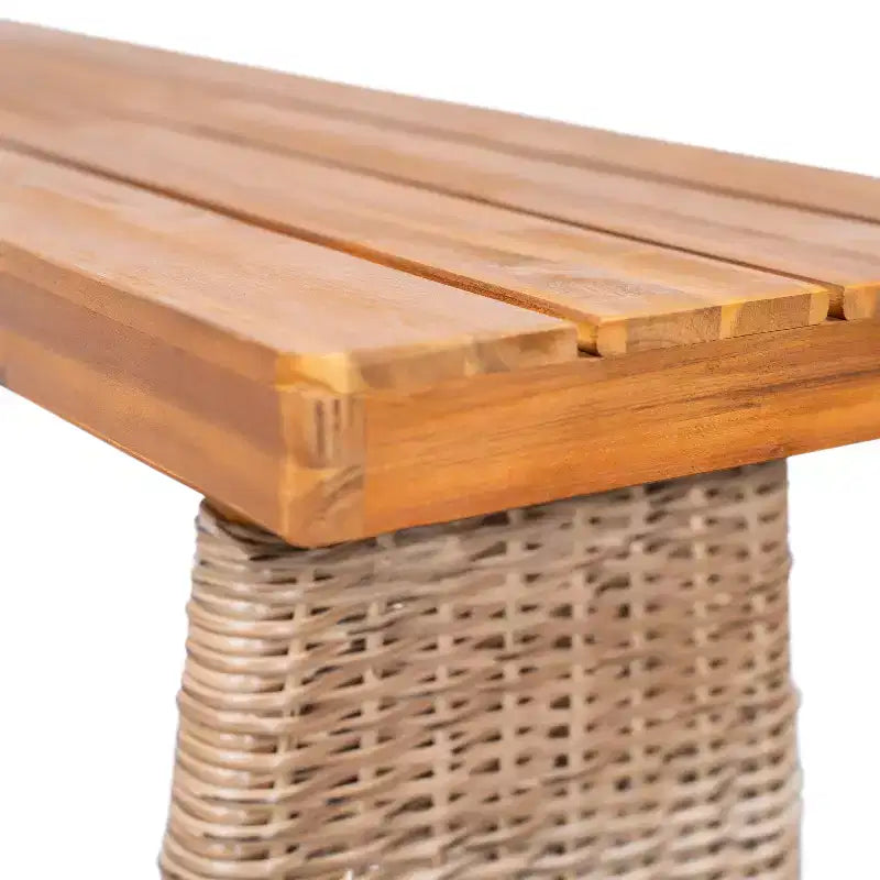 Christopher Knight Home Clara Ensemble de repas d'extérieur 3 pièces en acacia rustique avec bancs en rotin