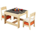 VEVOR Kids Table and 2 Chairs Set, Toddler Table and Chair Set with Storage Space under the Table, Cloth Storage Box under the Chairs, Brown