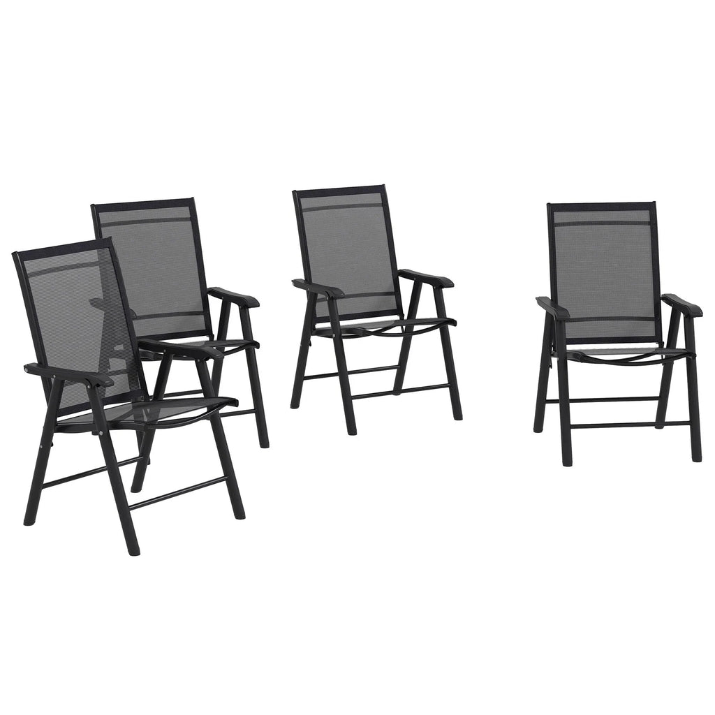 Lot de 4 chaises pliantes Outsunny au design simple et élégant, confortables pour la terrasse, le jardin et les voyages