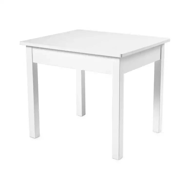 Ensemble de mobilier de salle de jeux Melissa & Doug en bois pour enfants, table et 2 chaises - Blanc : Surface carrée, ensemble de 3 pièces