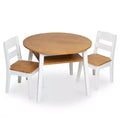 Melissa & Doug Wooden Round Table and 2 Chairs Set – Light Woodgrain and White 2-Tone Finish