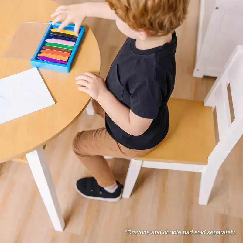 Ensemble Table Ronde et 2 Chaises en Bois Melissa & Doug – Fini Bicolore Grain de Bois Clair et Blanc