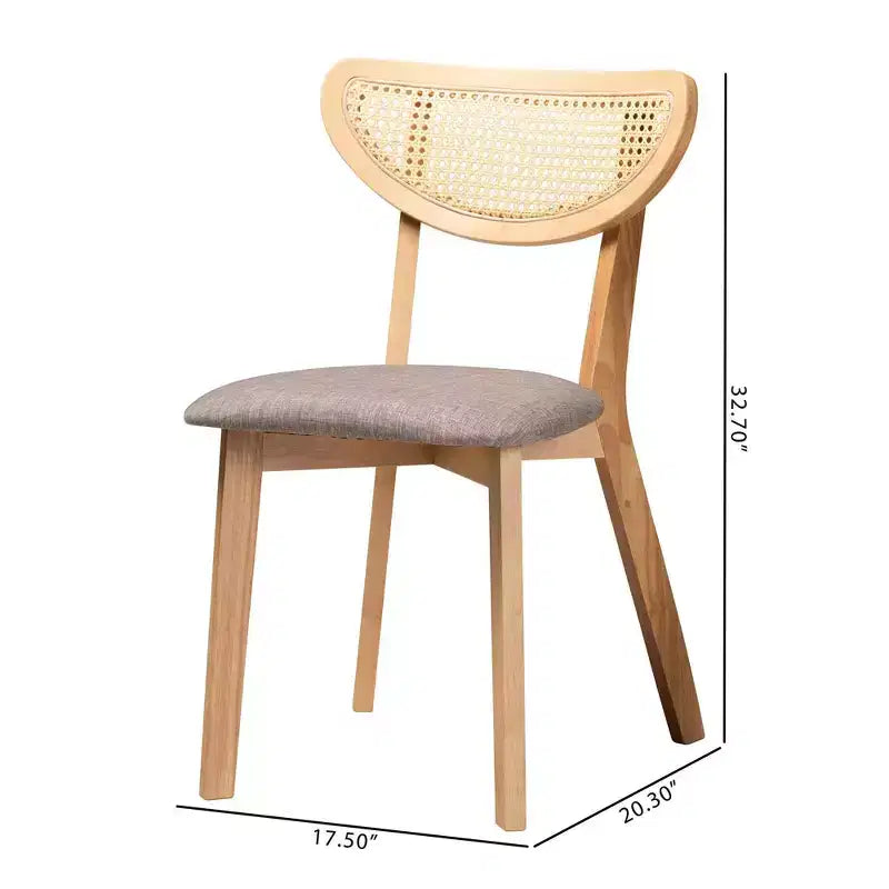 Chaises de salle à manger en tissu et bois Gris/Chêne naturel/Marron clair : Rembourrage en polyester, Cadre en bois d'hévéa