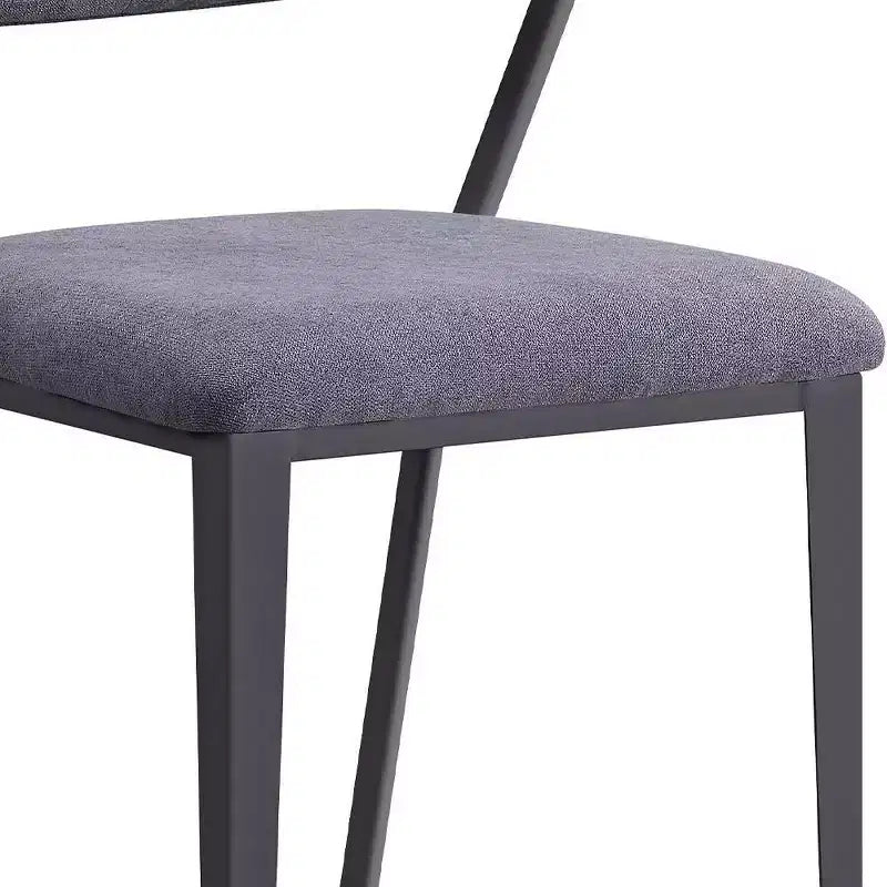 Chaises de salle à manger 22" Tissu gris et bronze à canon - : Revêtement en cuir, Cadre en métal, Design sans accoudoirs, Facile à nettoyer
