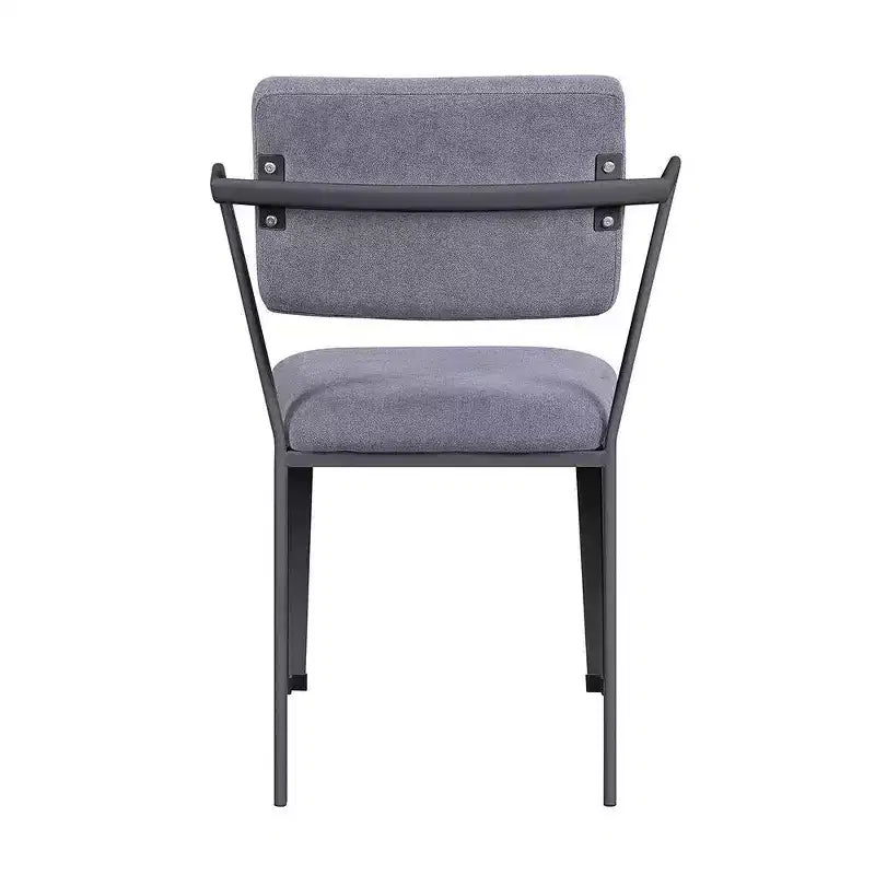 Chaises de salle à manger 22" Tissu gris et bronze à canon - : Revêtement en cuir, Cadre en métal, Design sans accoudoirs, Facile à nettoyer