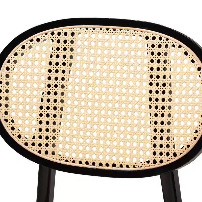 Chaises de salle à manger en tissu et bois Crème/Noir/Marron clair : Revêtement en polyester, Structure en bois d'hévéa
